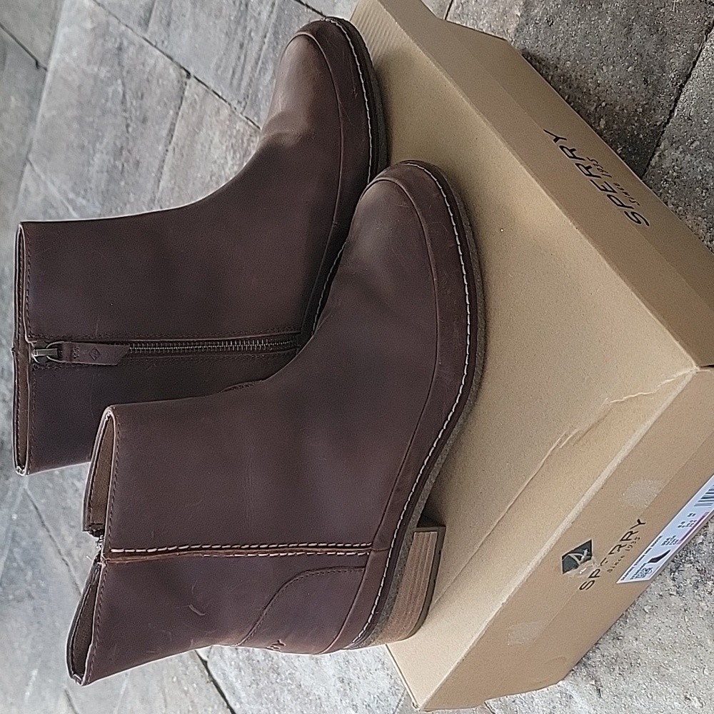 Sperry Top Sider Seaport Storm Mid Bootie Dark Brown Sz 8.5 With Box - Picture 2 of 14